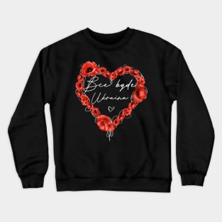 Poppies heart with text in Ukrainian Everything Will Be Ukraine. Crewneck Sweatshirt